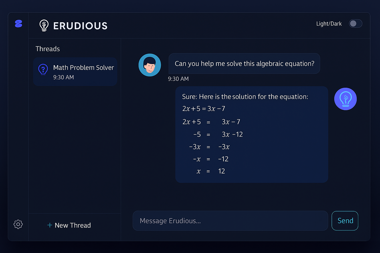 Erudious chat interface screenshot